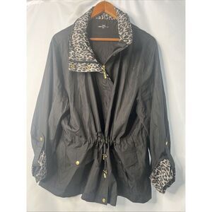 Princess Cruises Women's XXL Animal Print Black Brown‎ Zip Up Tie Jacket